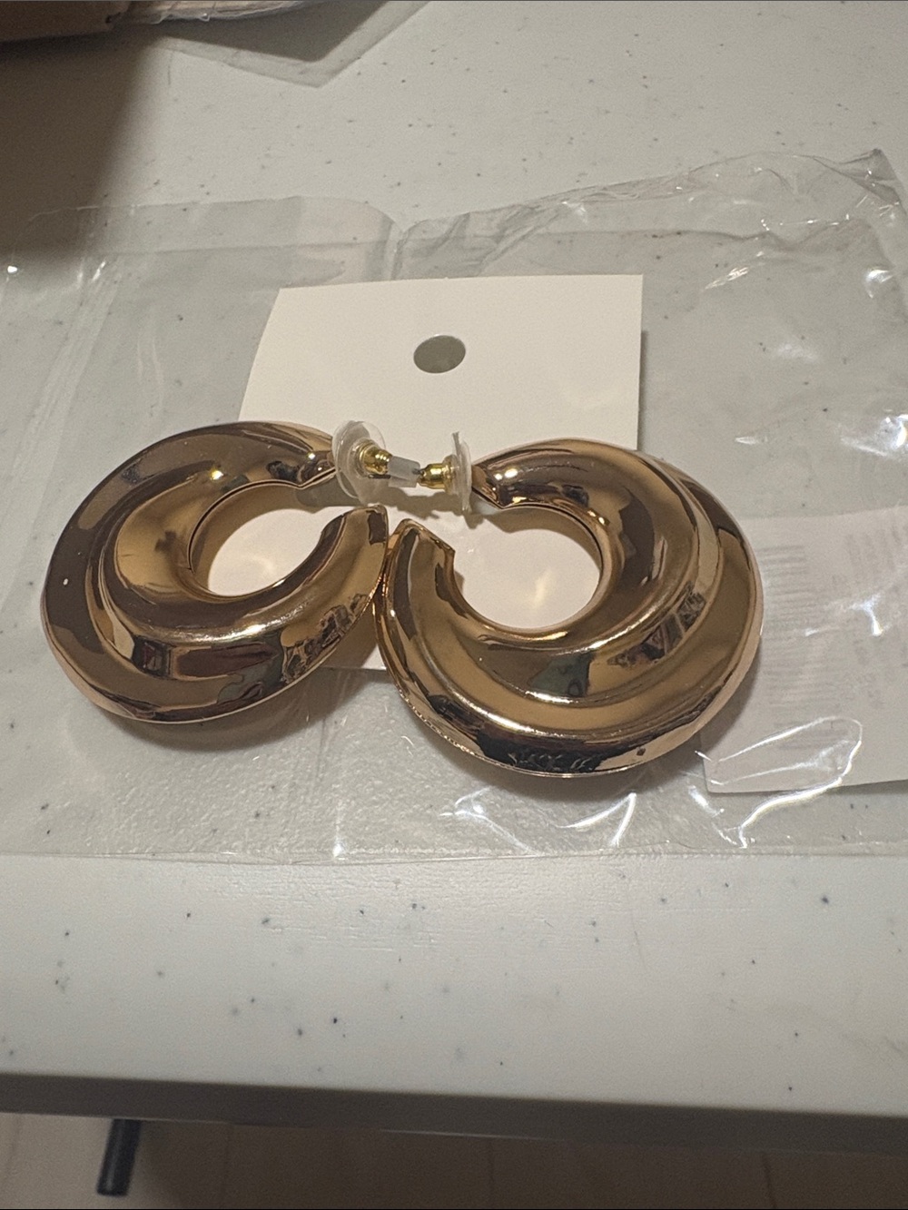 Polished Gold Curved Hoop Earrings for Women
